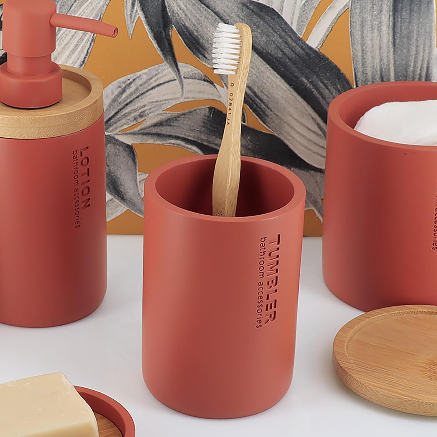 Matte Terracotta Toothbrush Holder for Bathroom Vanity