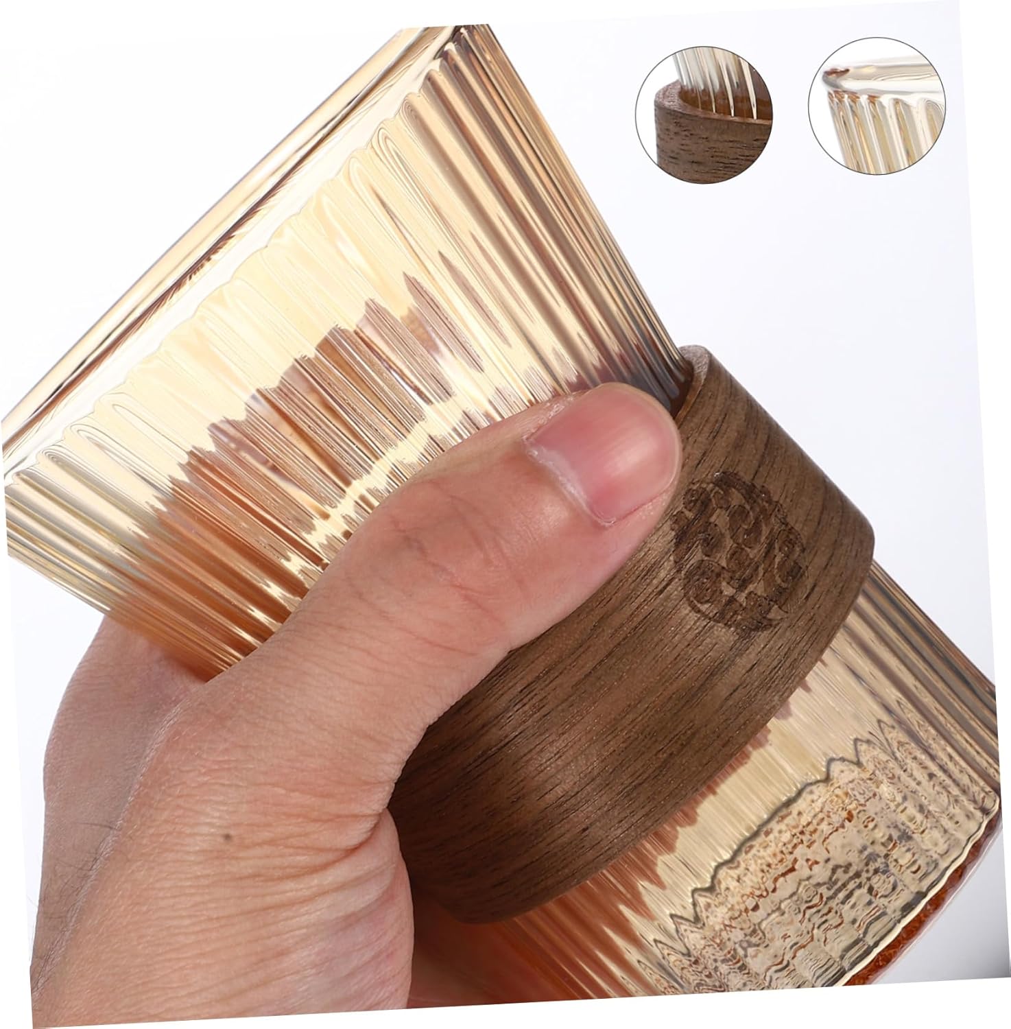 High-Quality Glass Toothbrush Mug with Wooden Waist Design