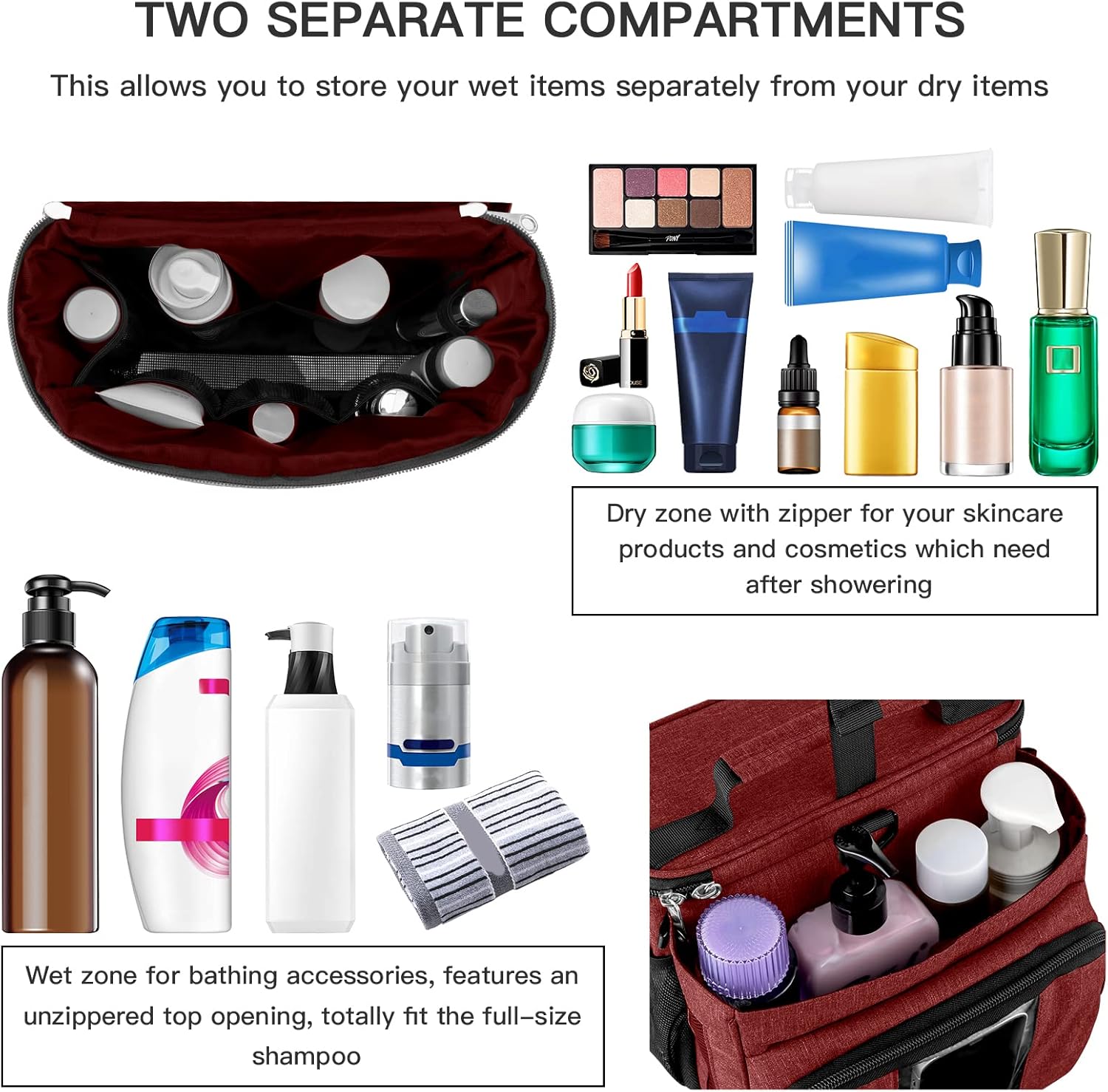 Bukere Portable Shower Caddy with Phone Holder Skincare Compartment