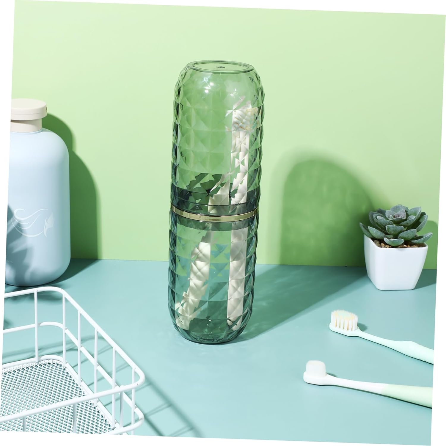 Stylish Dual Function Travel Toothbrush Holder and Mouthwash Cup