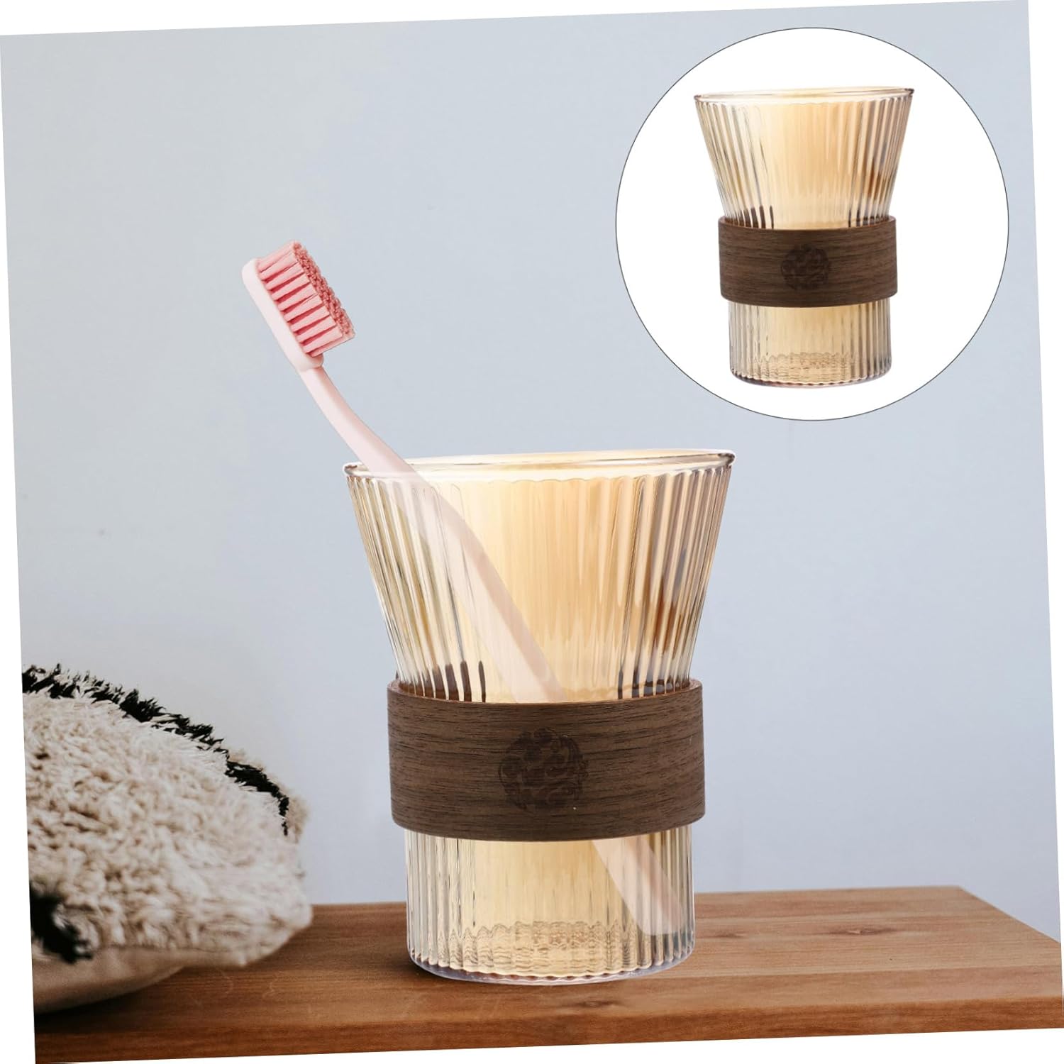 HAKIDZELStylish Glass Toothbrush Mug for Bathroom
