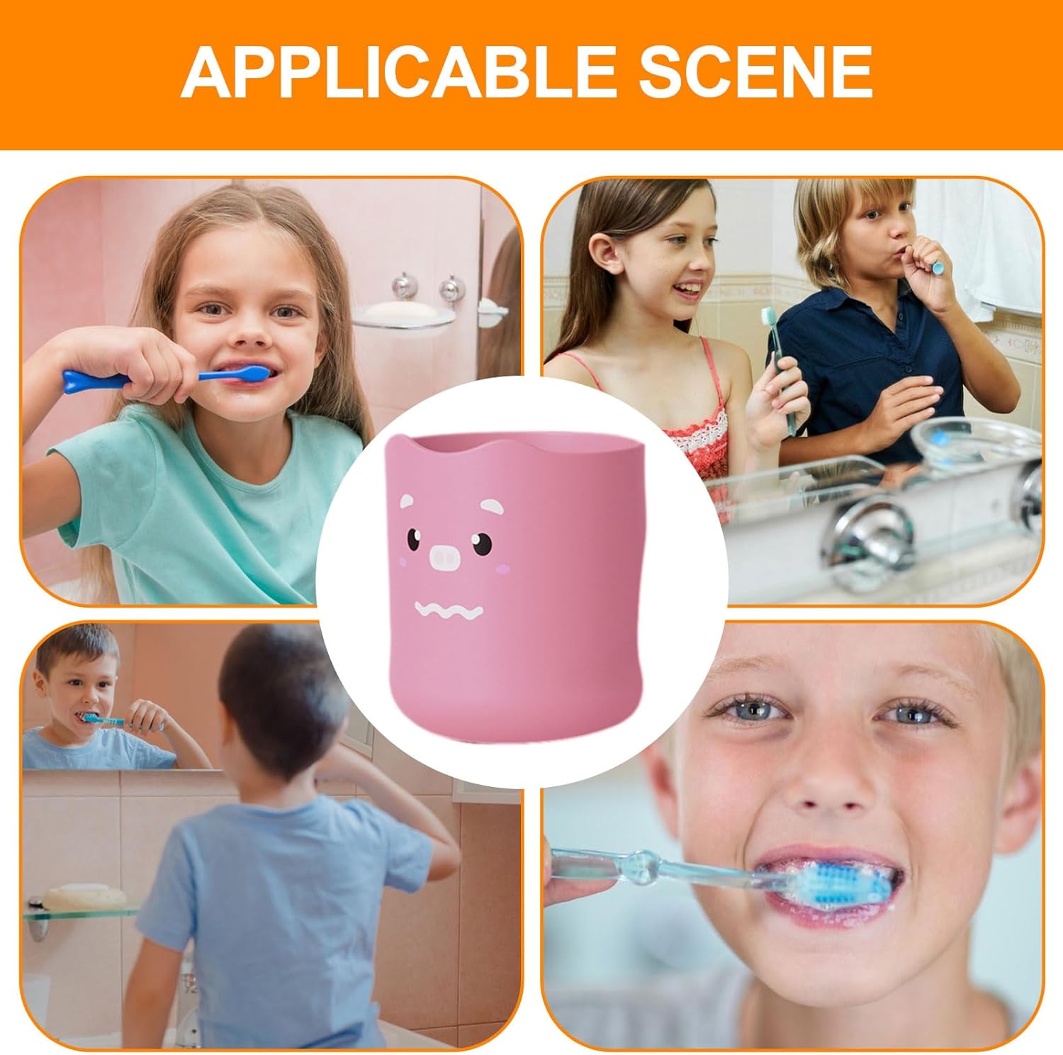 Safe Fun KSIEE Kids Toothbrush Cup Cartoon Toothpaste Holder for Children