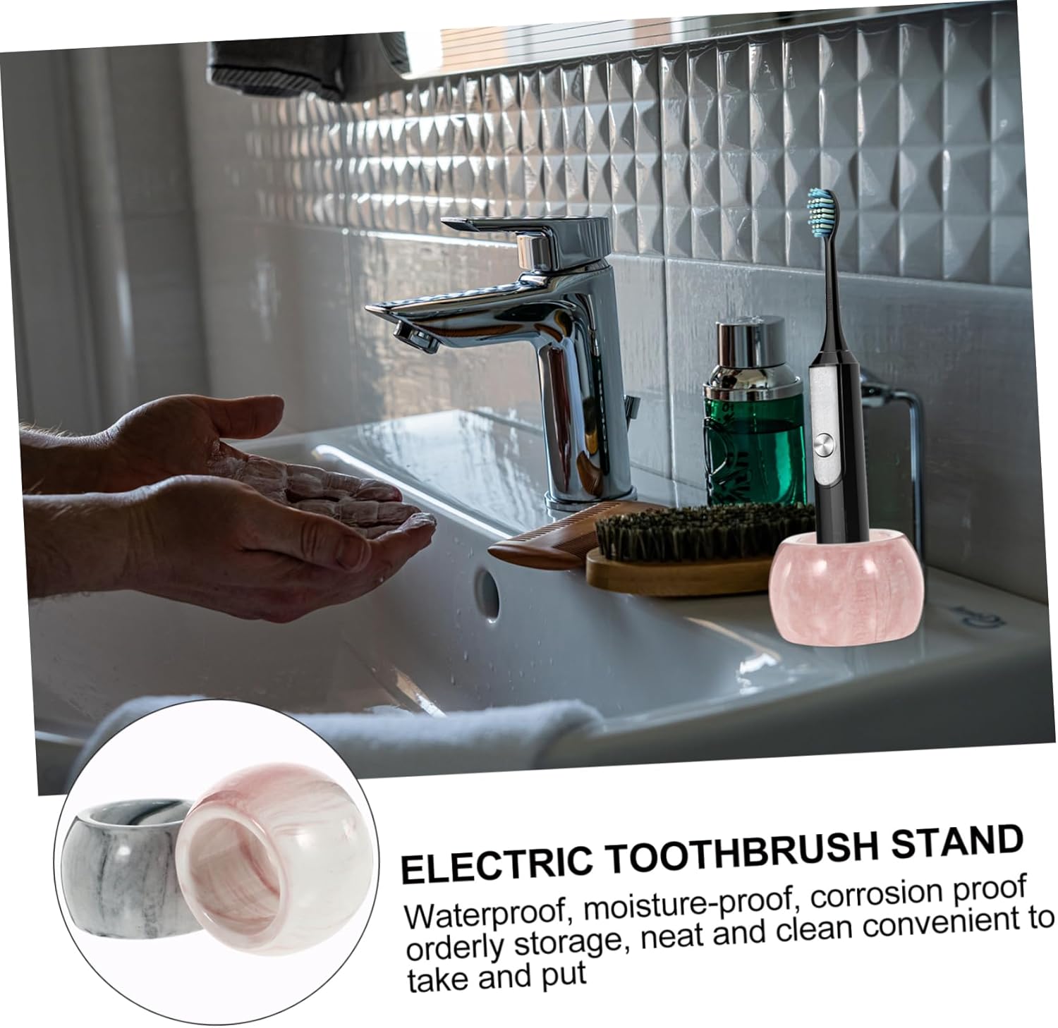 Sturdy and elegant 2Pcs Marbled Toothbrush Rack for Household Use