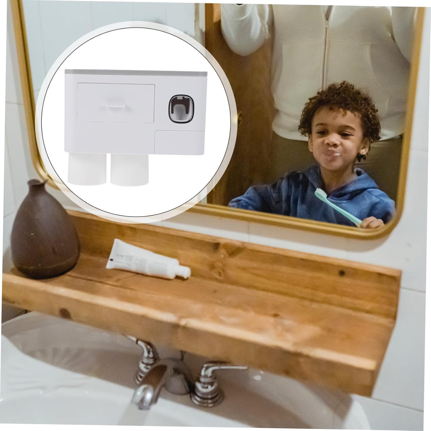 wall Mounted Toothbrush Holder with Storage