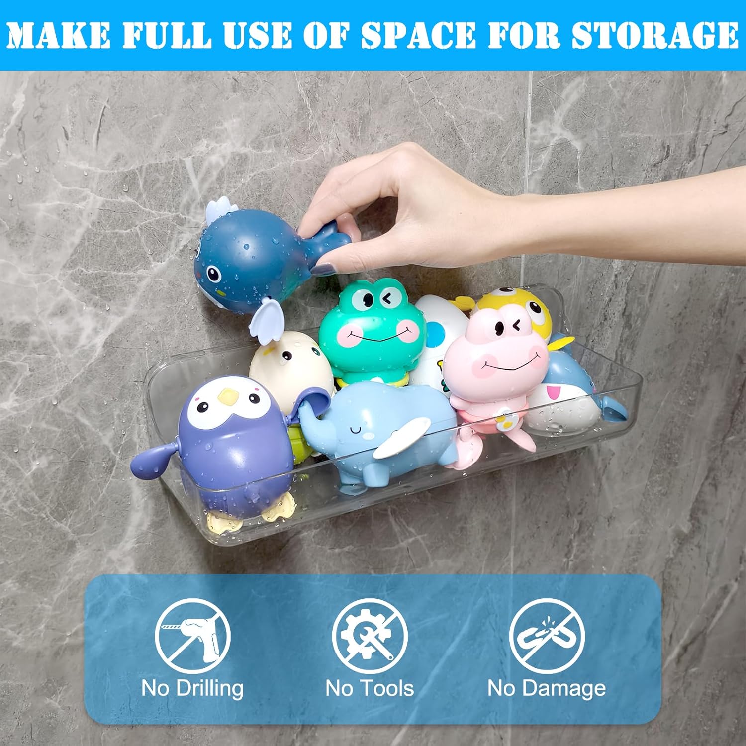 2PK Bath Toy Storage Holder for Bathtub Large