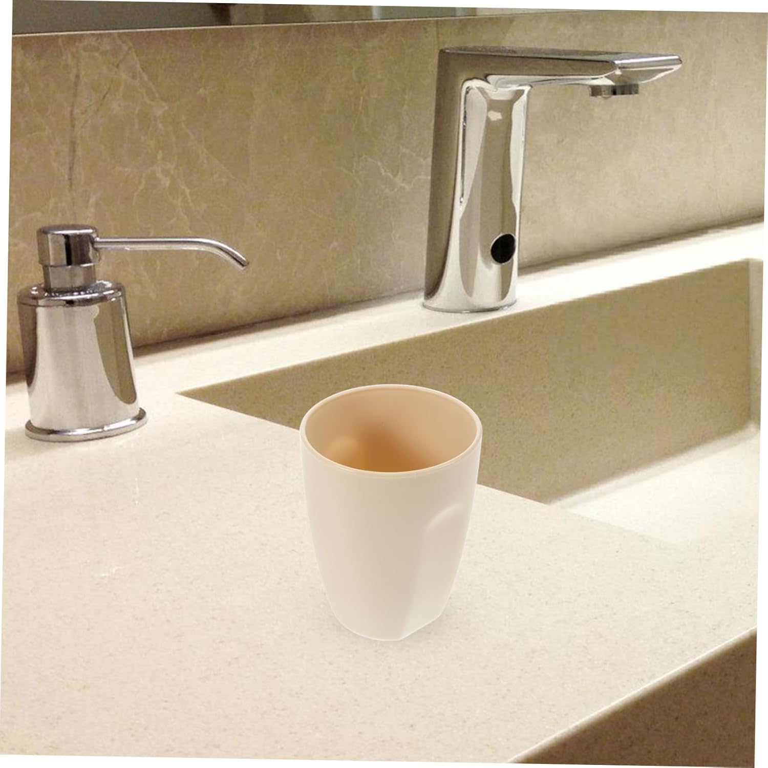 Sturdy Beige Toothbrush Tumbler