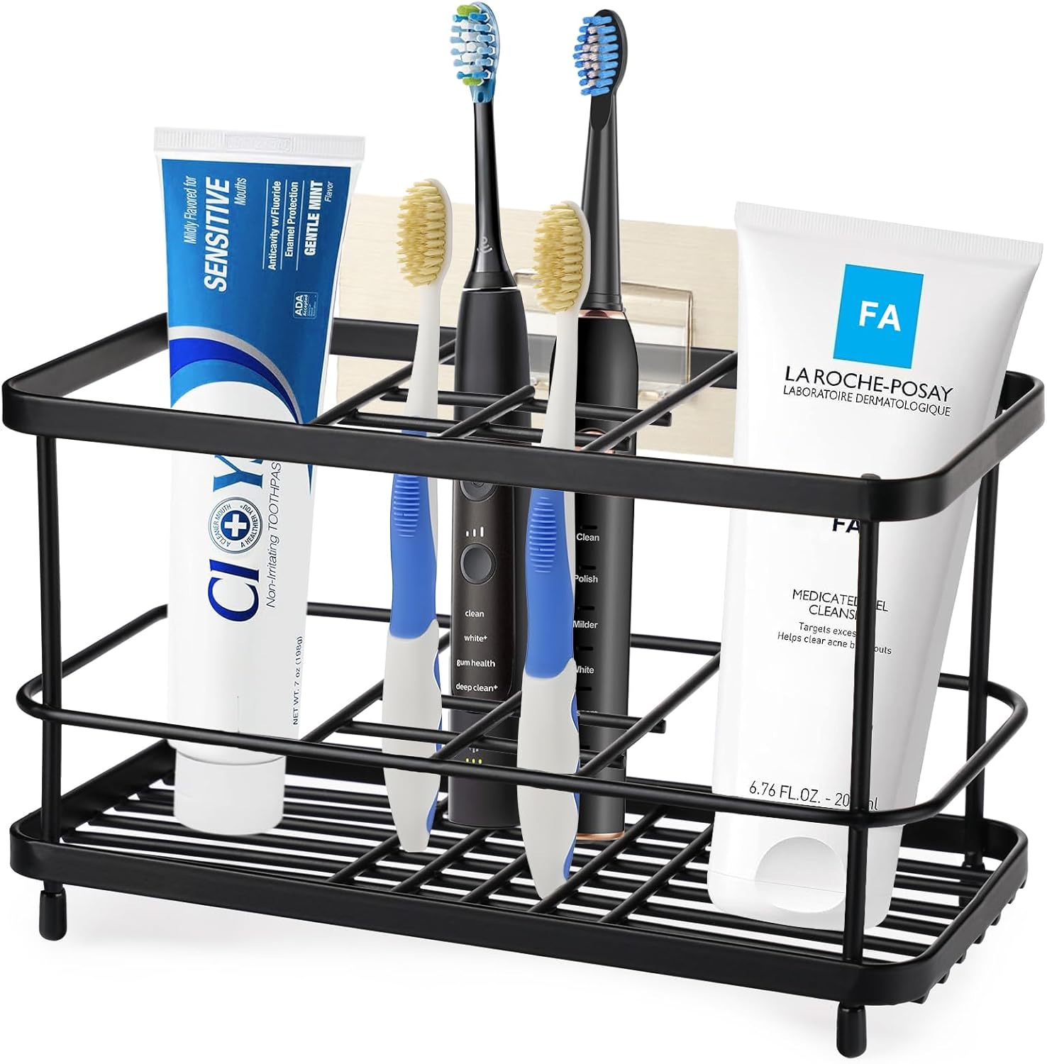 EOFJRUC High-Quality Stainless Steel 7-Slot Bathroom Toothbrush Holder Toothpaste Organizer