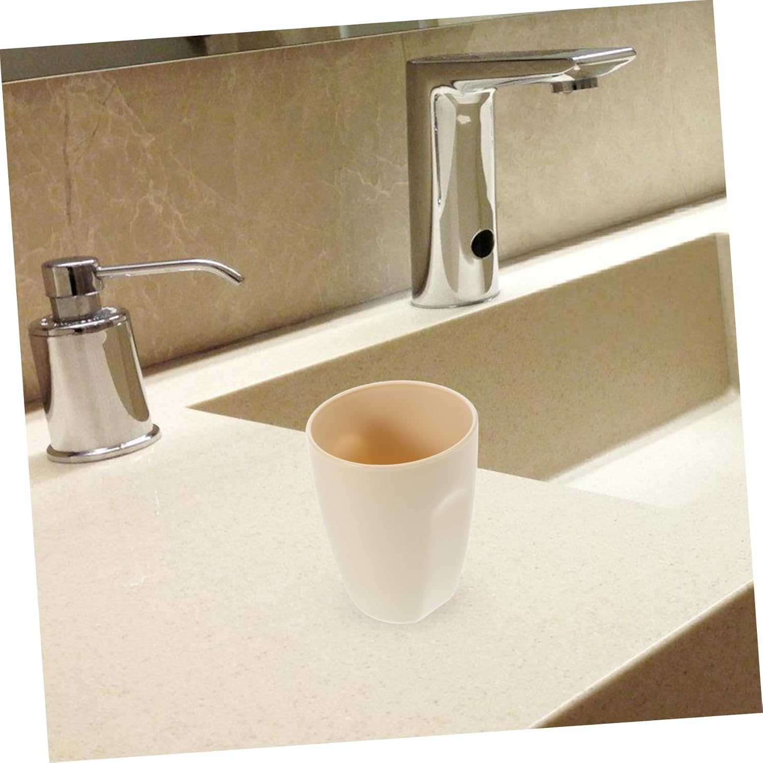 Bathroom Tumbler Toothbrush Holder Beige
