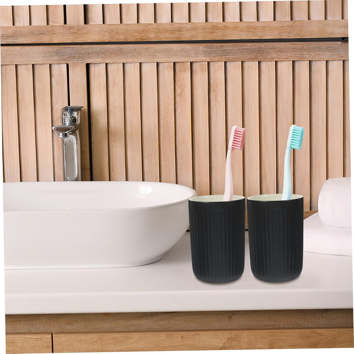 2Pcs Vintage Toothbrush Cup Reusable Bathroom Tumbler