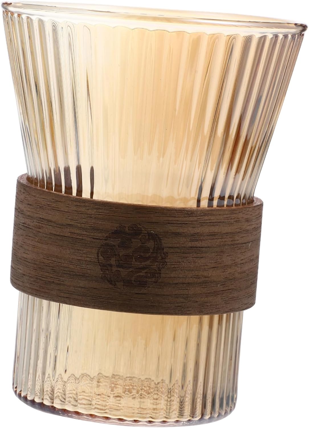 High-Quality Glass Toothbrush Mug with Wooden Waist Design