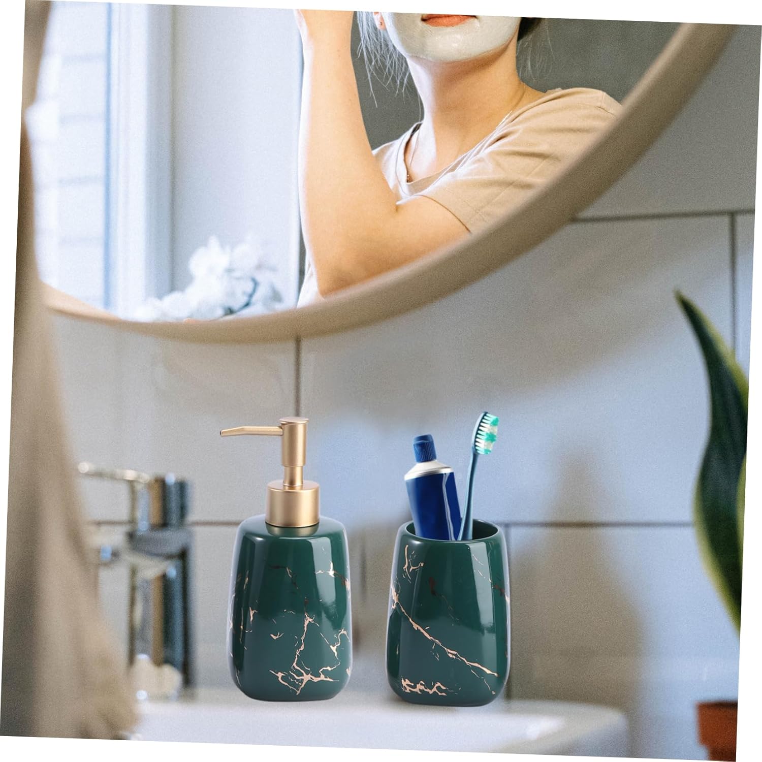 Elegant 3-Piece Bathroom Set - Soap Dish Lotion Toothbrush Holder