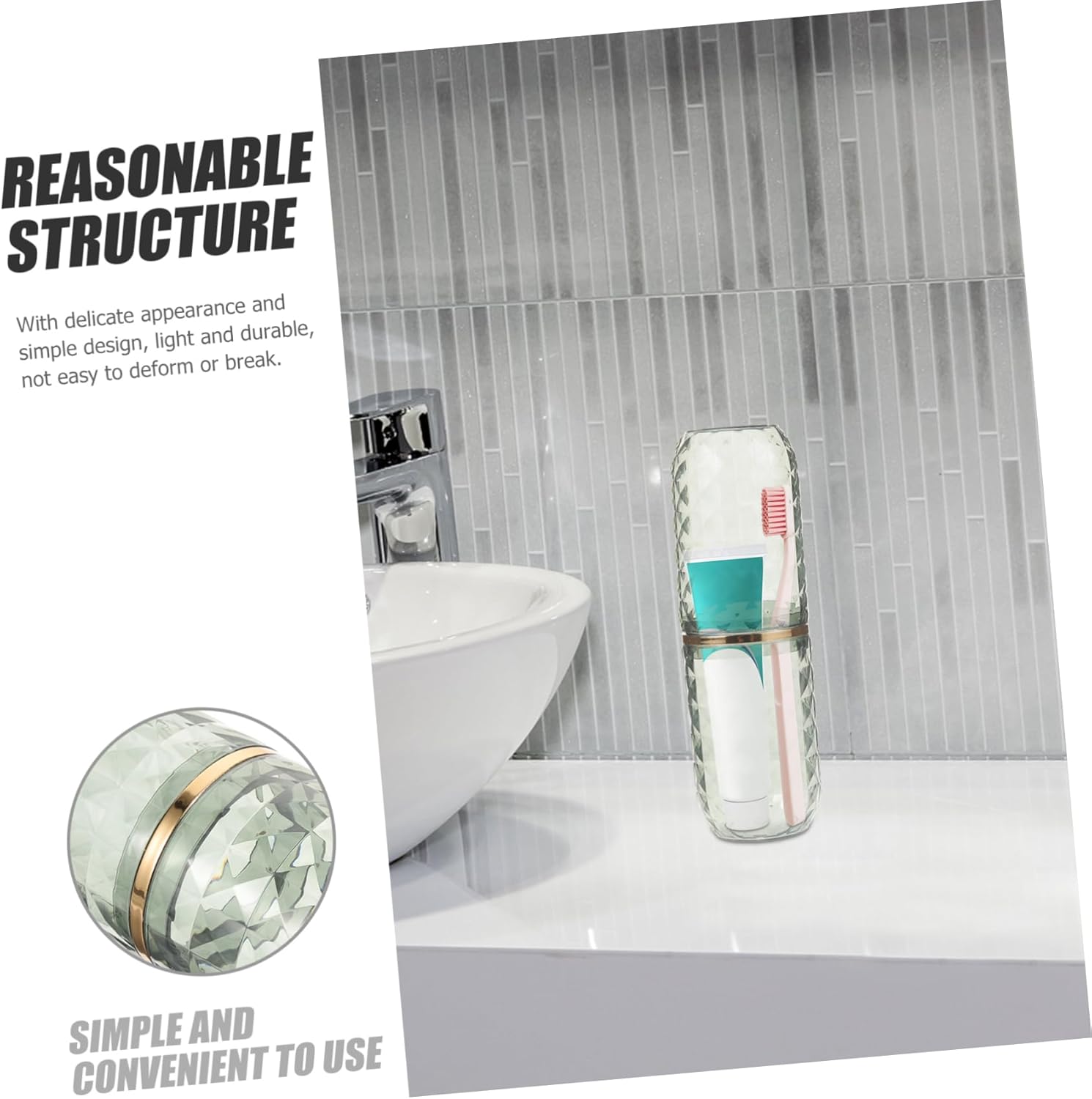 Happyyami - Modern Portable Toothbrush Mouthwash Holder for camping and Travel