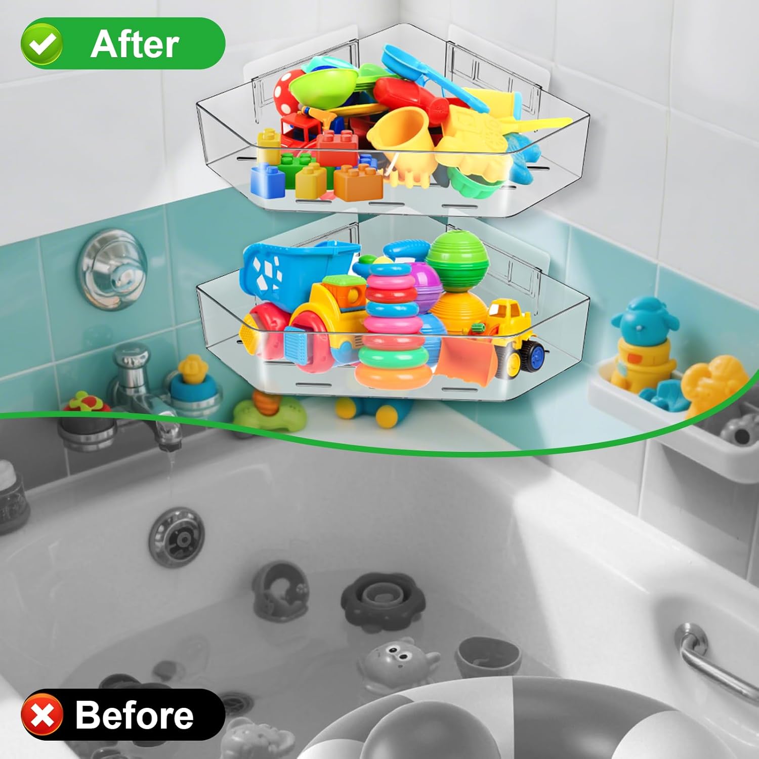 Secure 2-Pack Bath Toy Holder