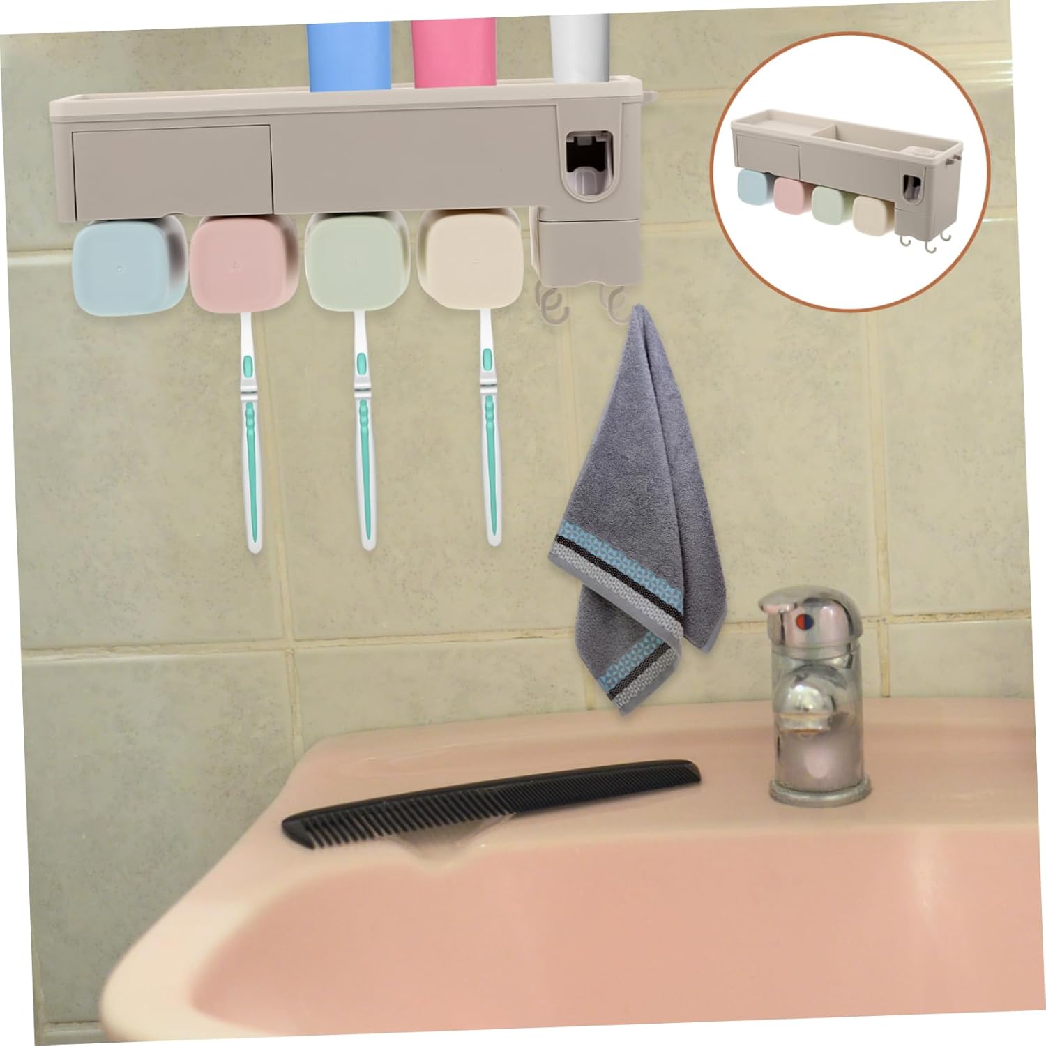 Elegant Wall-Mounted Toothbrush Holder with Automatic Dispenser