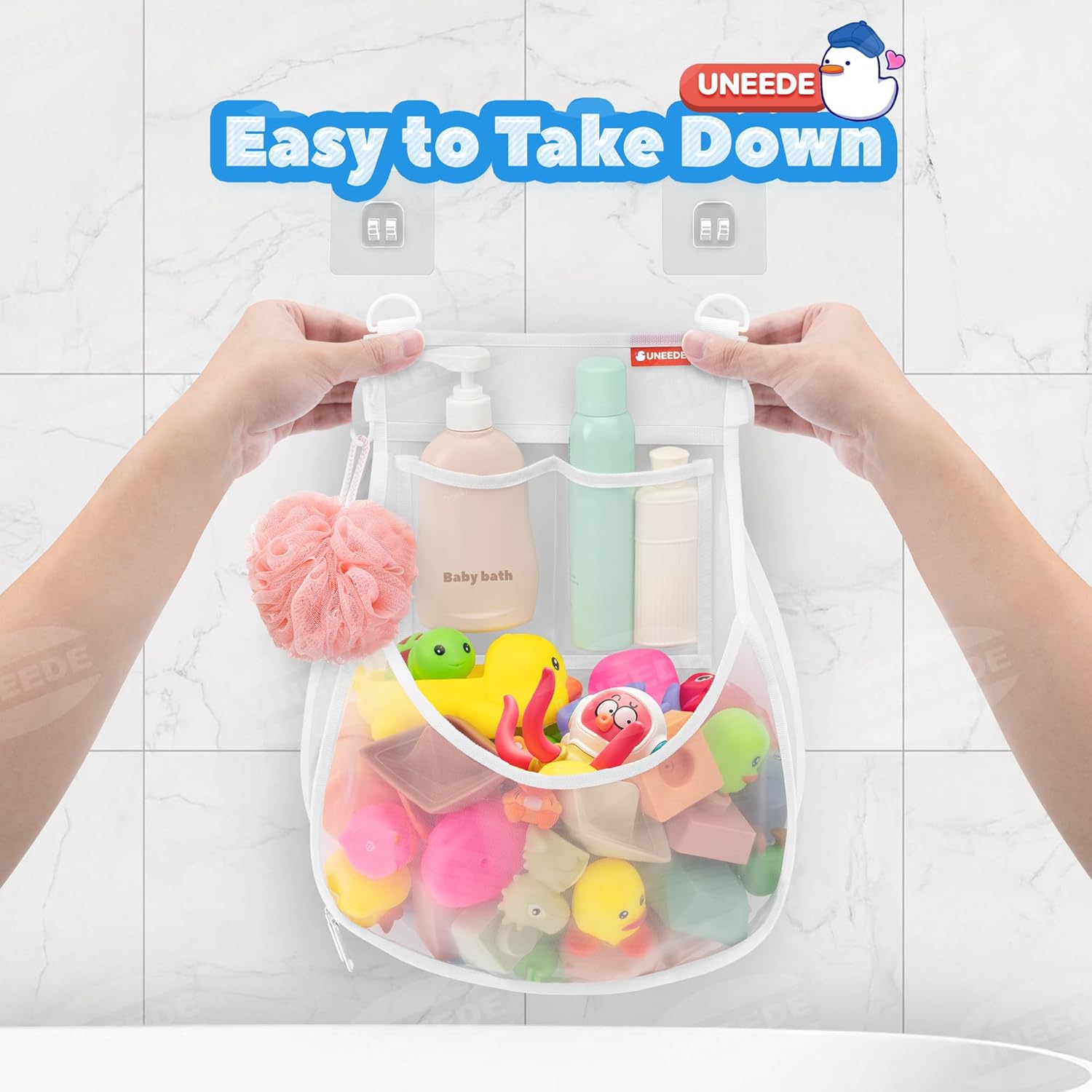 UNEEDE Wall-Mounted Bath Toy Organizer