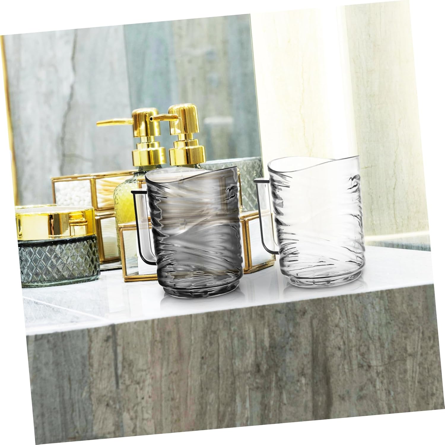 Ergonomic Handle Toothbrush Holder Cups