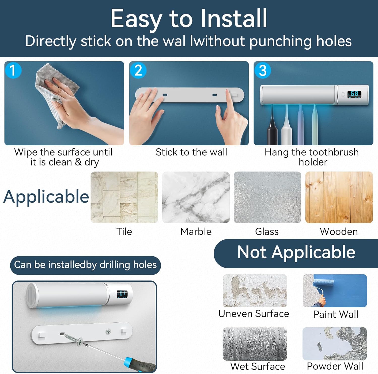 ULV Toothbrush Cleaner Holder Bath Use