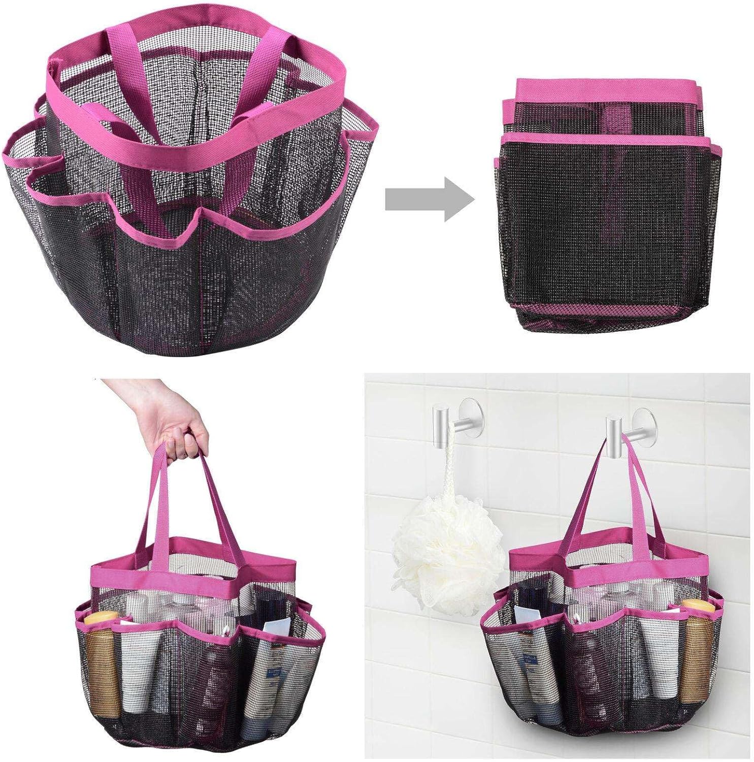 LKOP 2 Pack Portable Mesh Shower Caddy Tote 8 Pockets