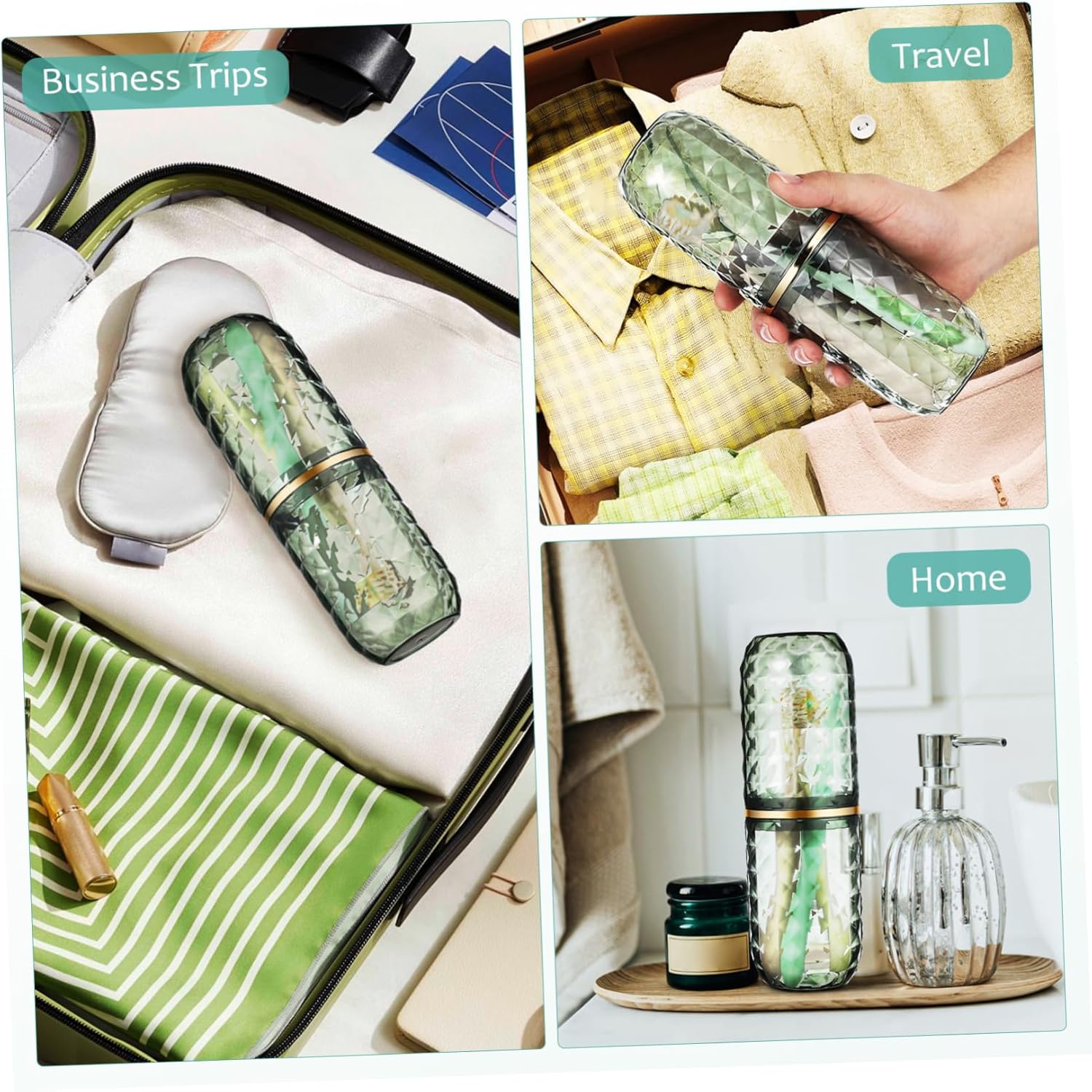 Portable Dual Use Toothbrush Mouthwash Holder for Travel