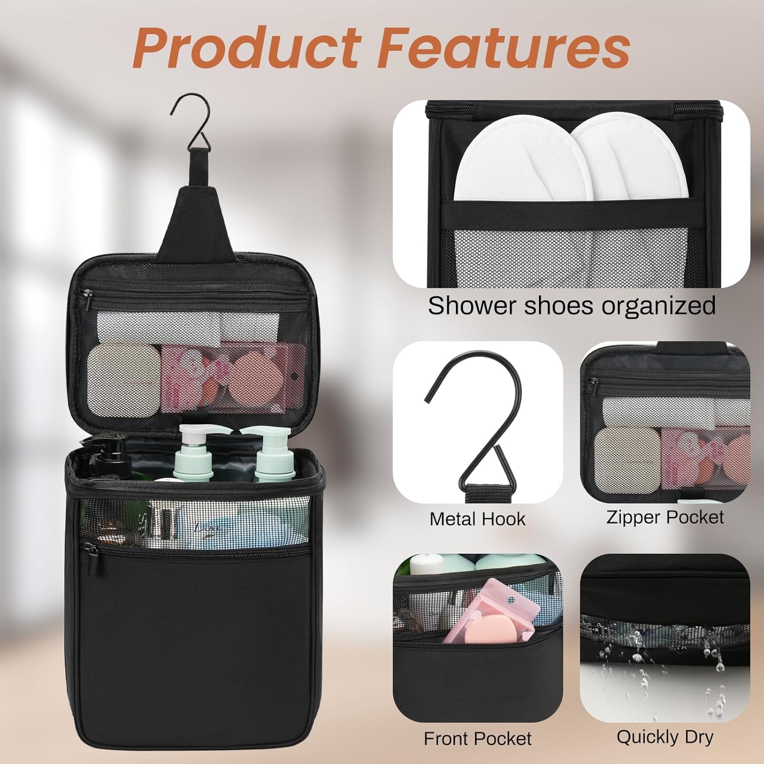 Heavy-Duty Mesh Portable Showers Organizer 86x102x59 Multi-Purpose