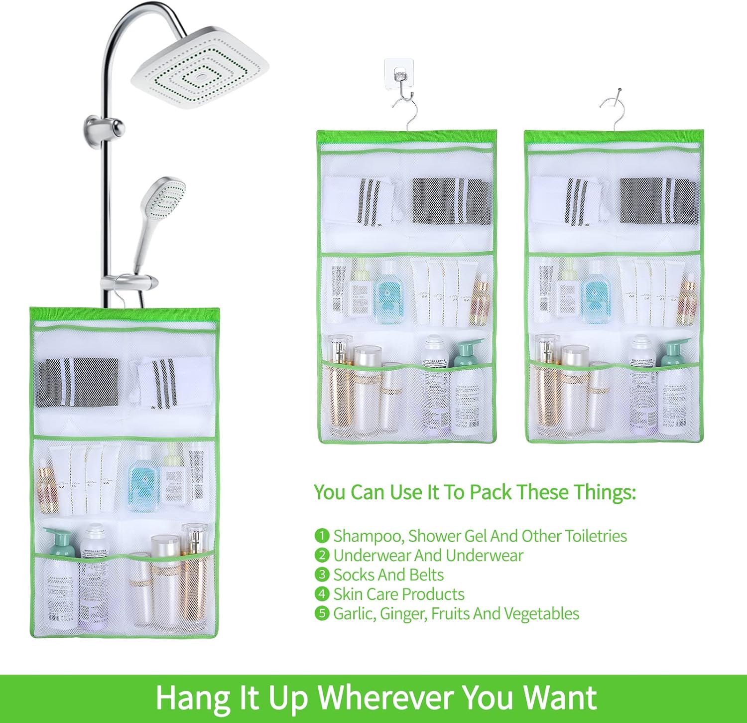 GUMQDD 6 Storage Pockets Mesh Shower Caddy