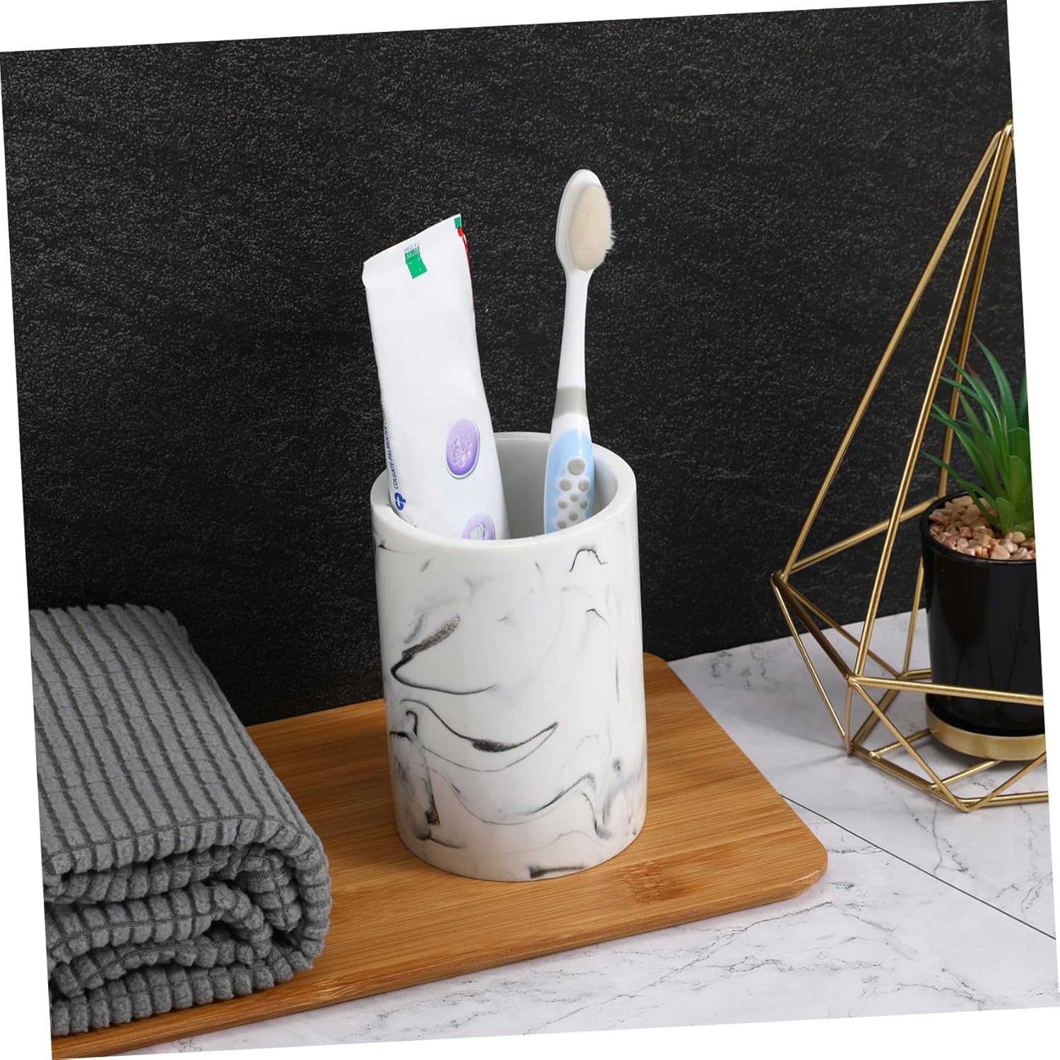 Unique Gargle Cup - Adorable Marbling Bathroom Brush Holder for Kids