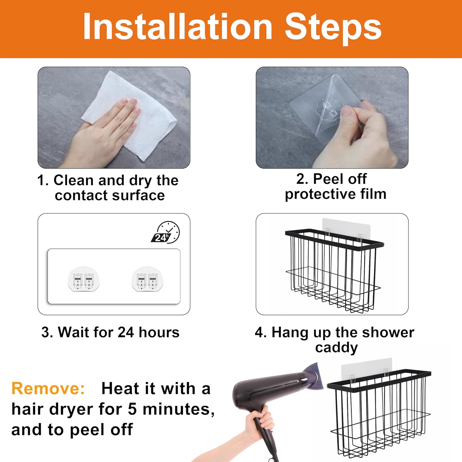 Admeya 15-Piece Shower Caddy Adhesive for Bathrooms Strong Waterproof