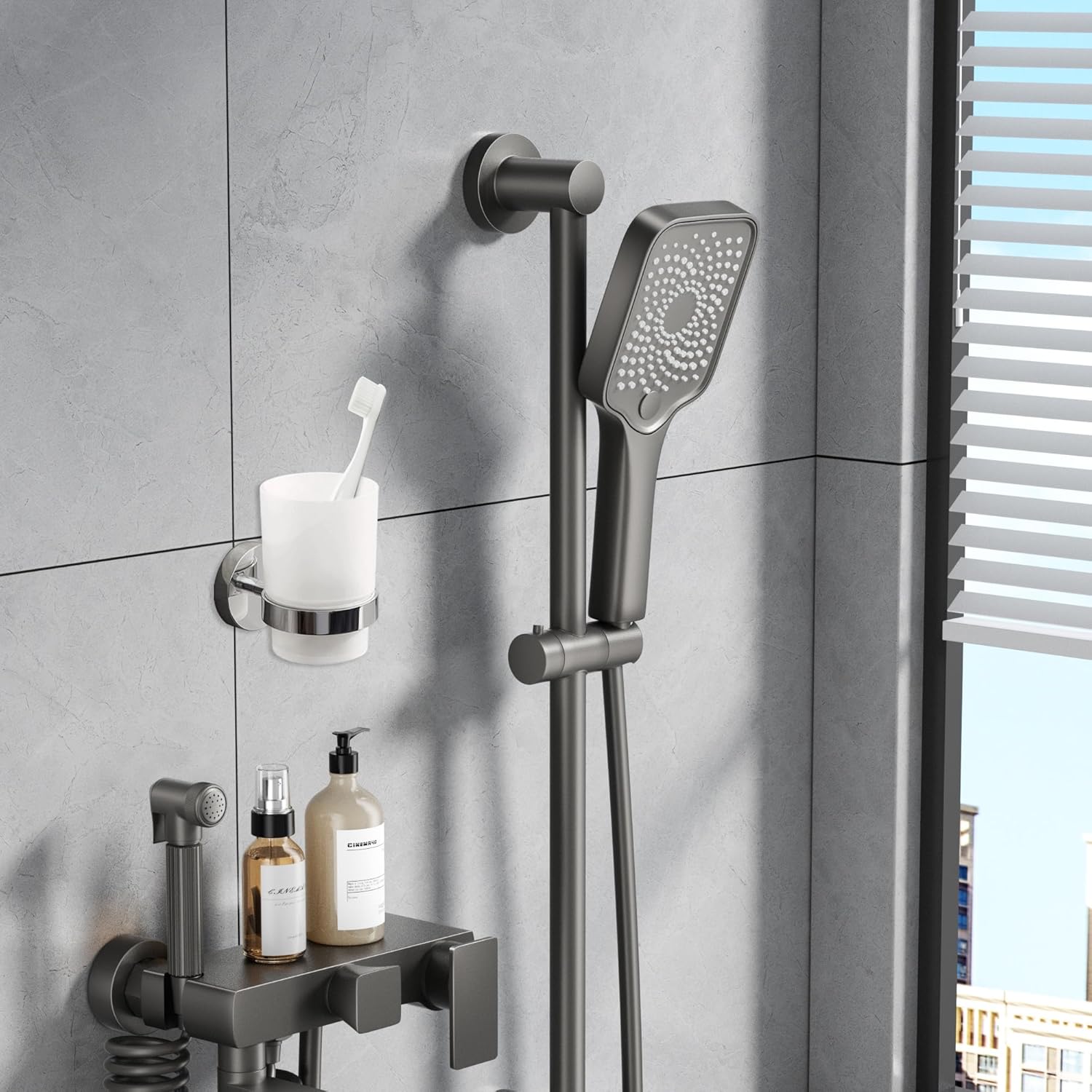 Frost-Glass Wall-Mounted Toothbrush Holder