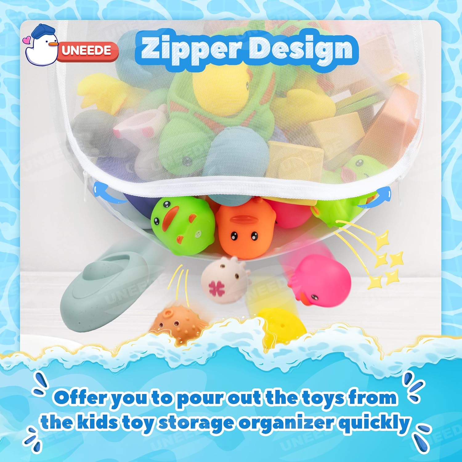UNEEDE Wall-Mounted Bath Toy Organizer