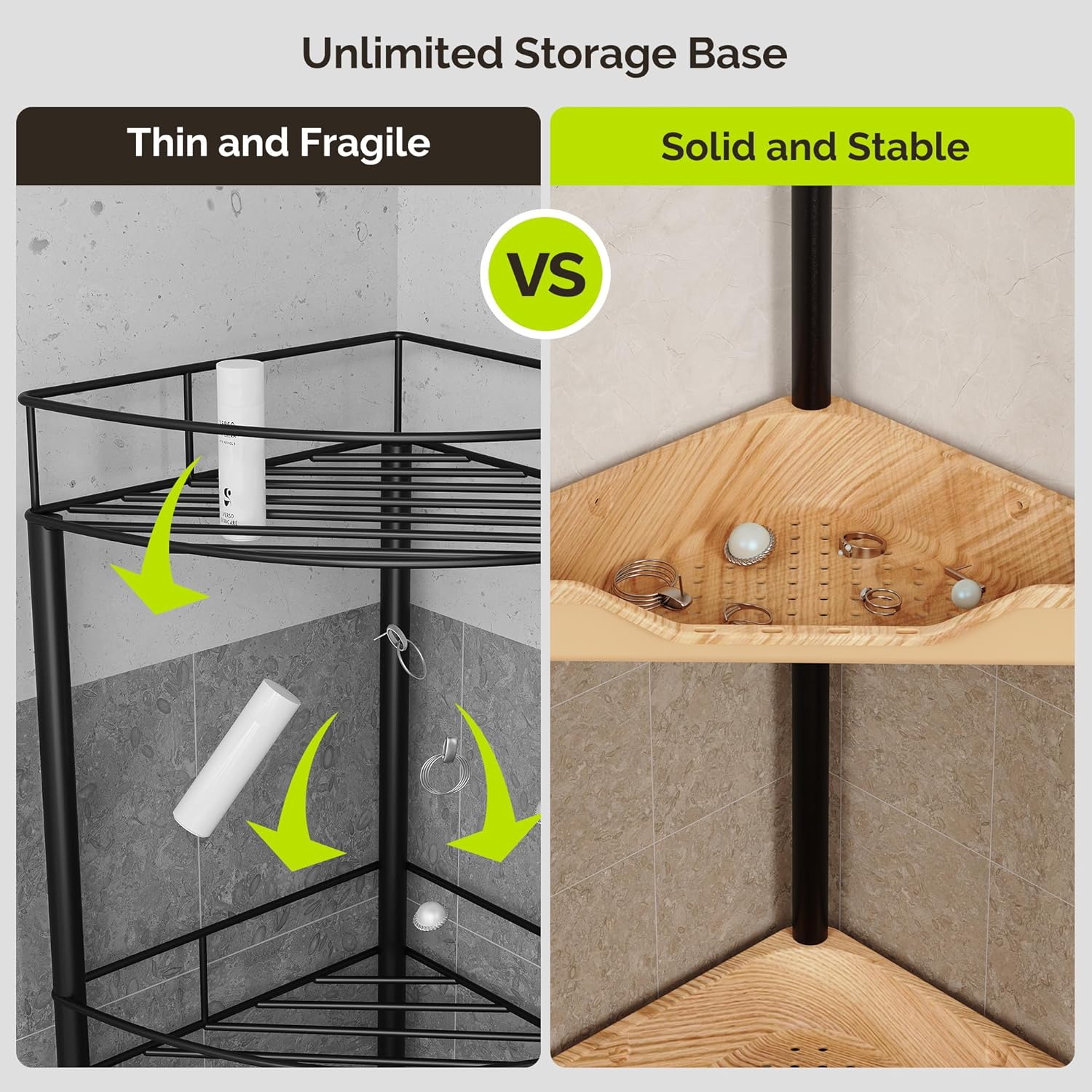 Orimade Rust-Resistant Floor Standing Corner Shower Organizer