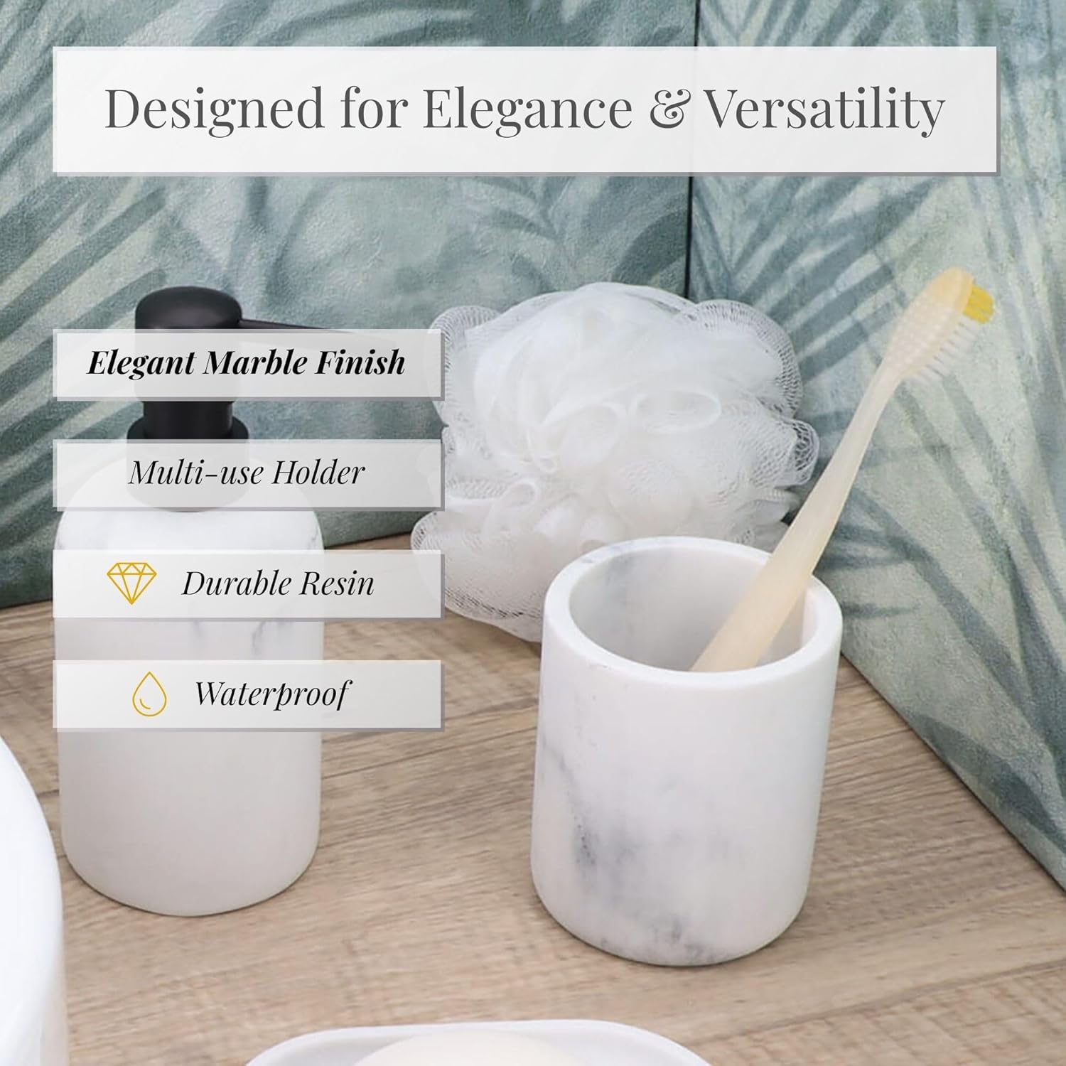 White Marble Resin Toothbrush Holder