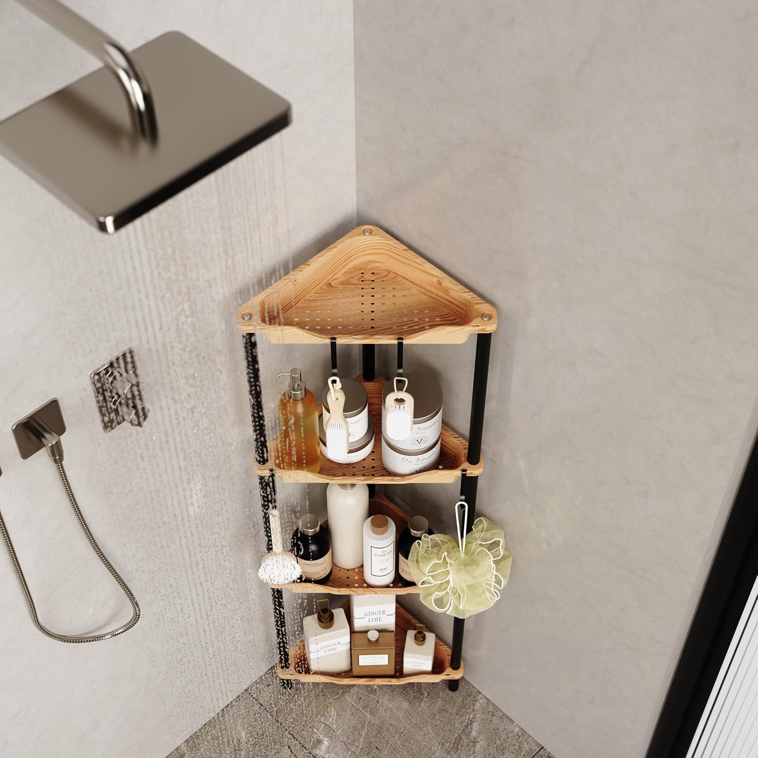 Orimade Rust-Resistant Floor Standing Corner Shower Organizer