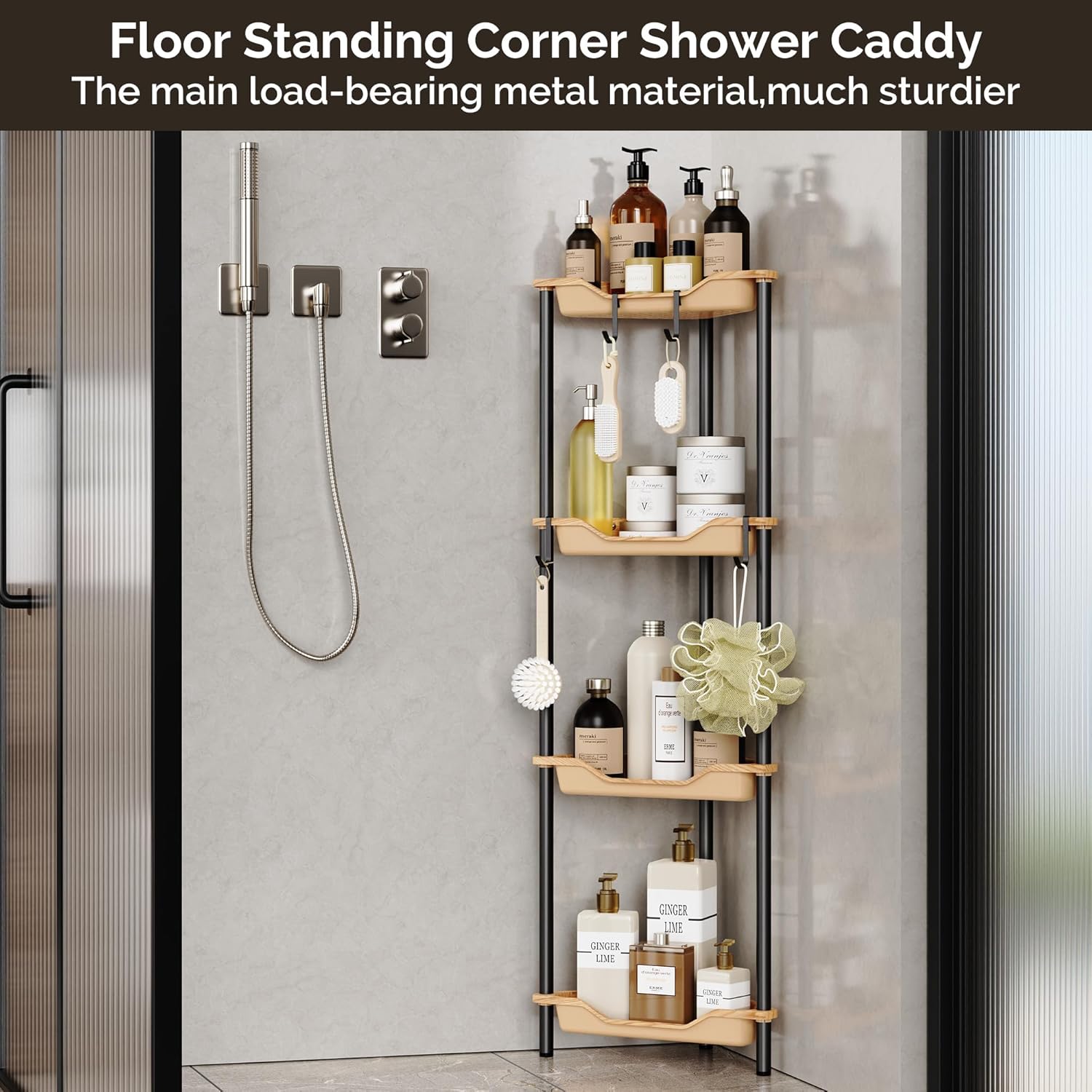 Orimade Rust-Resistant Floor Standing Corner Shower Organizer