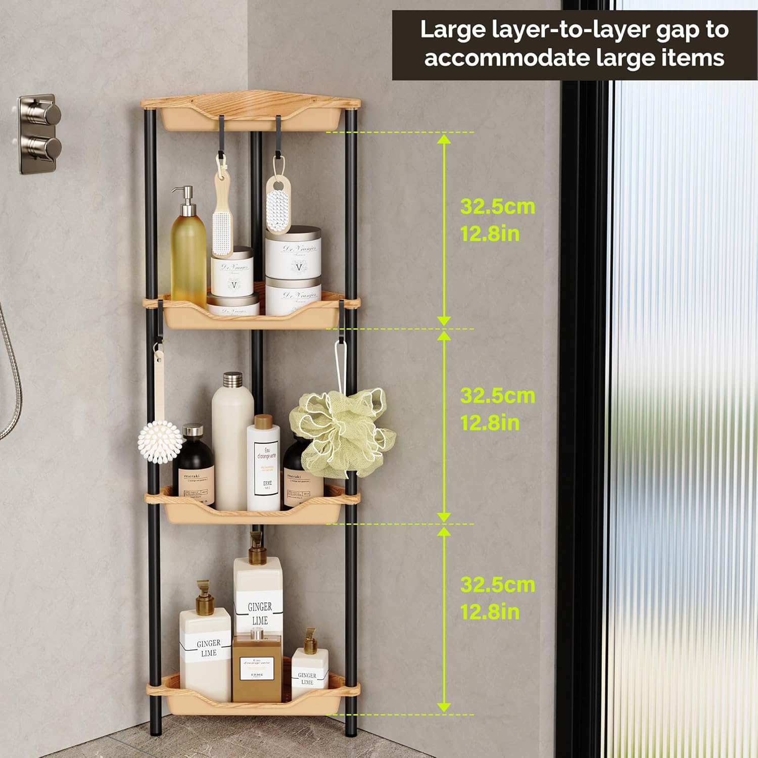 Orimade Rust-Resistant Floor Standing Corner Shower Organizer