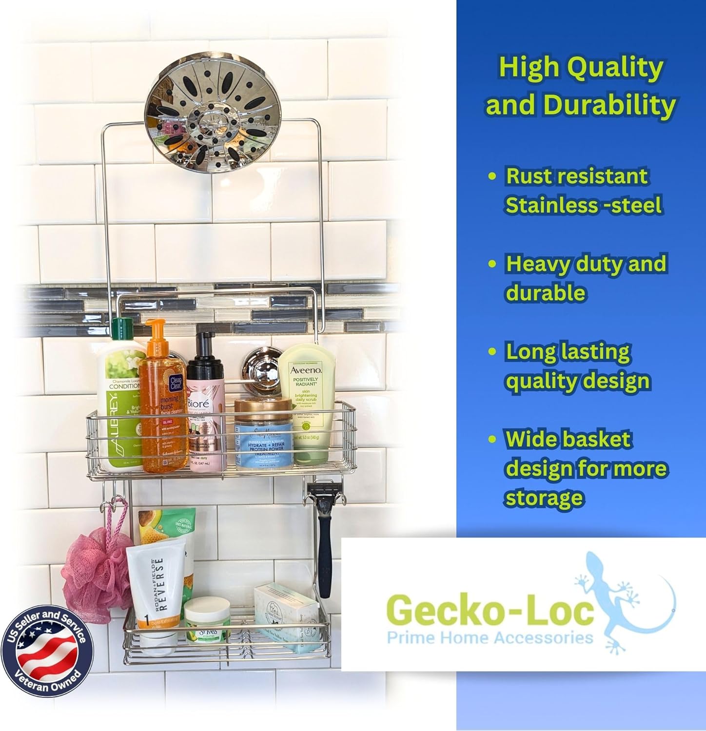 Bathroom Shower Caddy Long Adjustable
