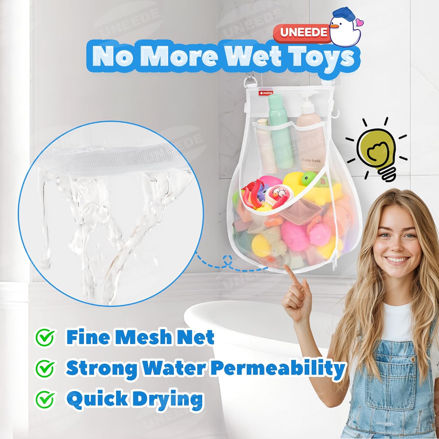 UNEEDE Wall-Mounted Bath Toy Organizer