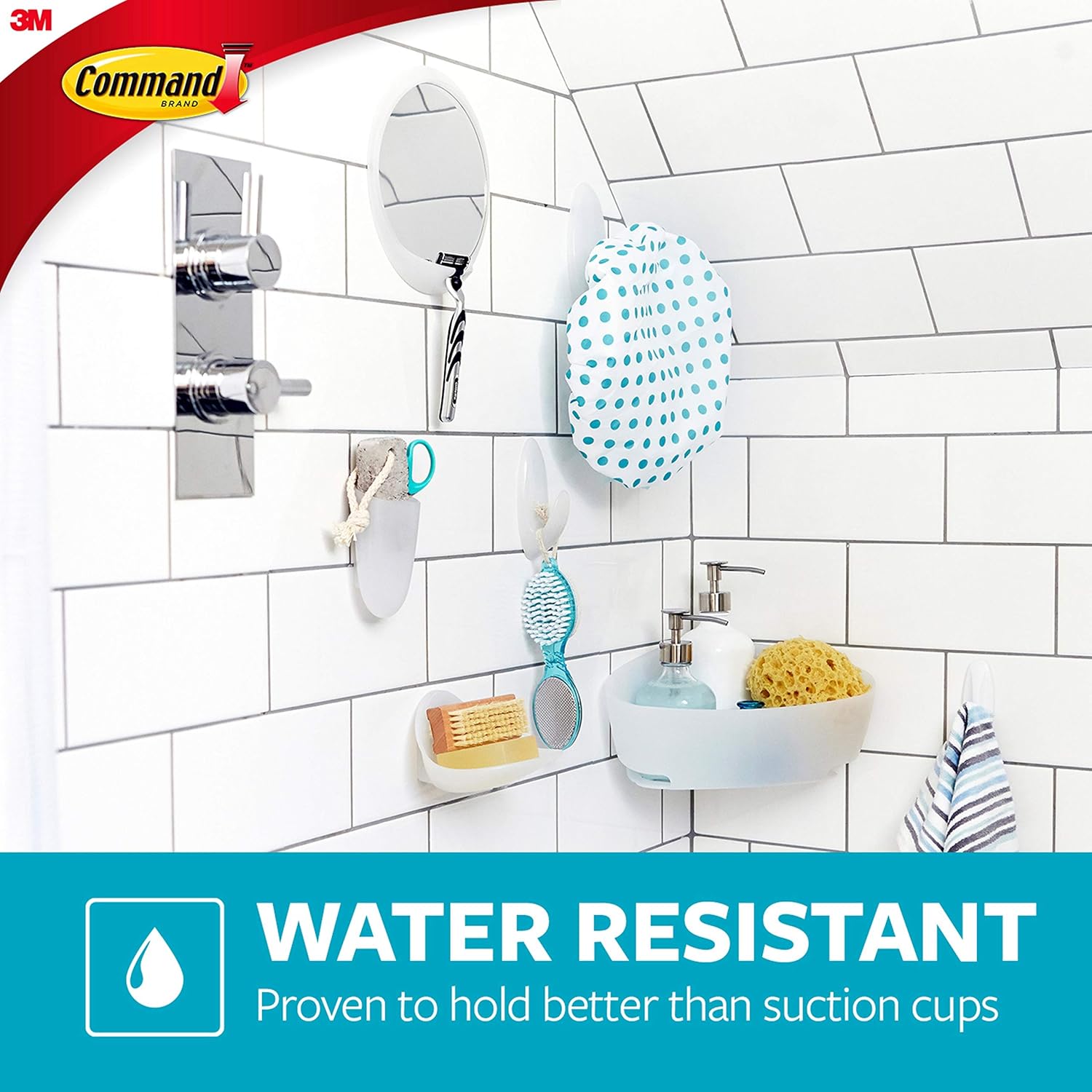 Command Bath Corner Caddy Clear 75lb 4-Water-Resistant Strips