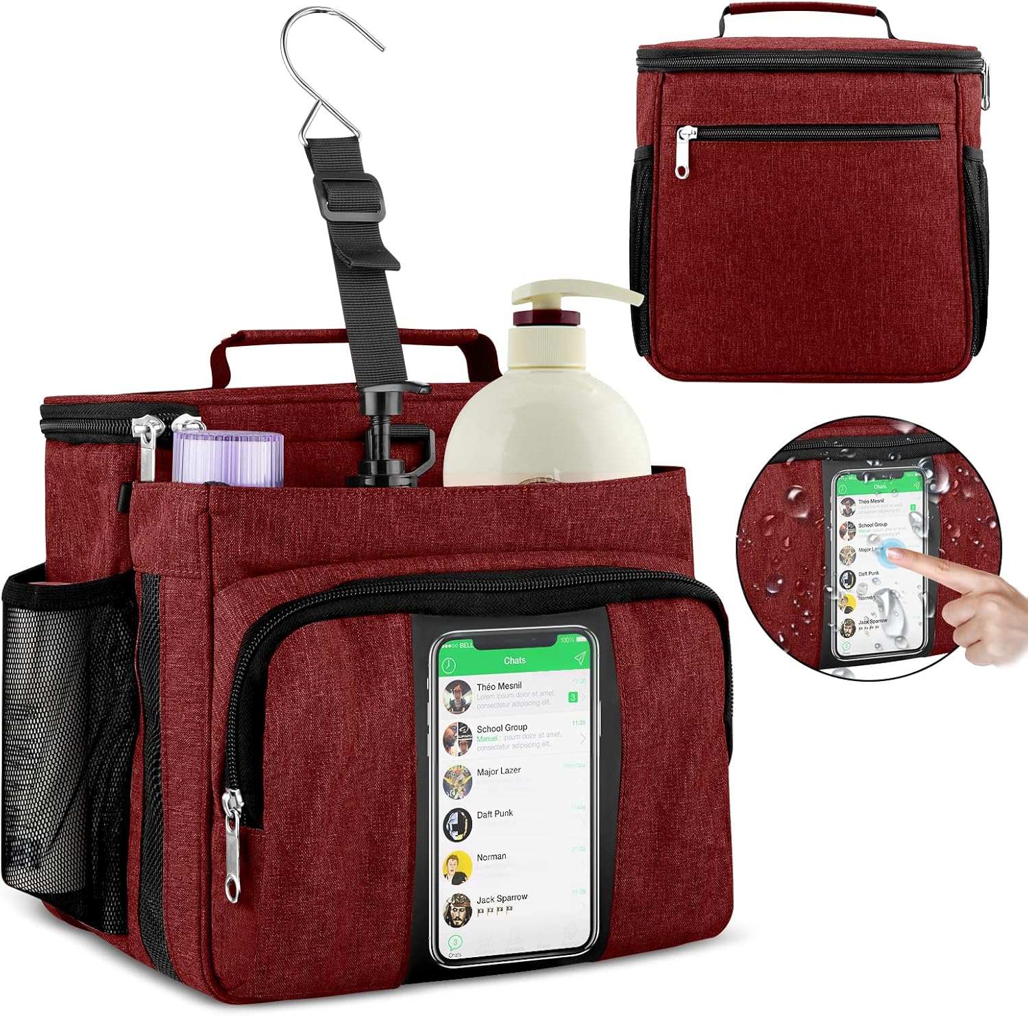 Bukere Portable Shower Caddy with Phone Holder Skincare Compartment