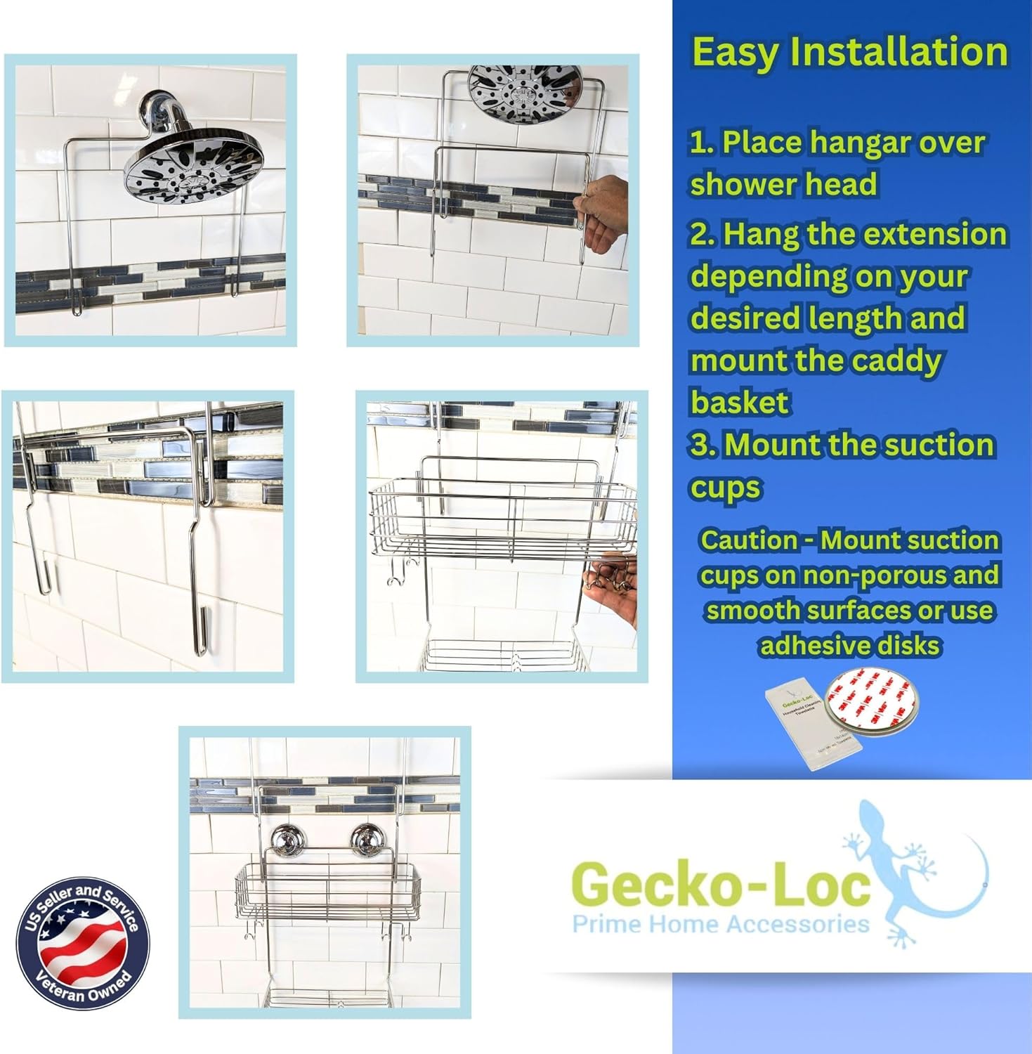Bathroom Shower Caddy Long Adjustable