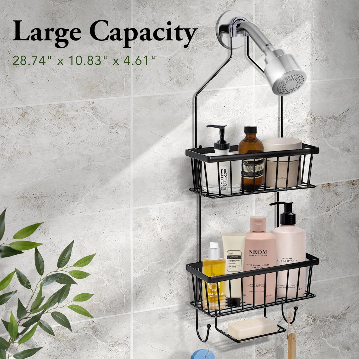 Stylish Functional SunnyPoint Bathroom Caddy Over the Shower Head